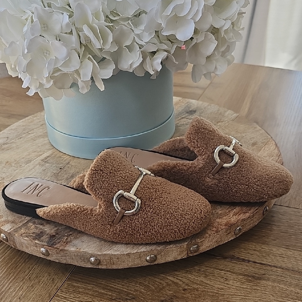 INC International Concepts Women's Brown Faux Fur Mules - Picture 1 of 5